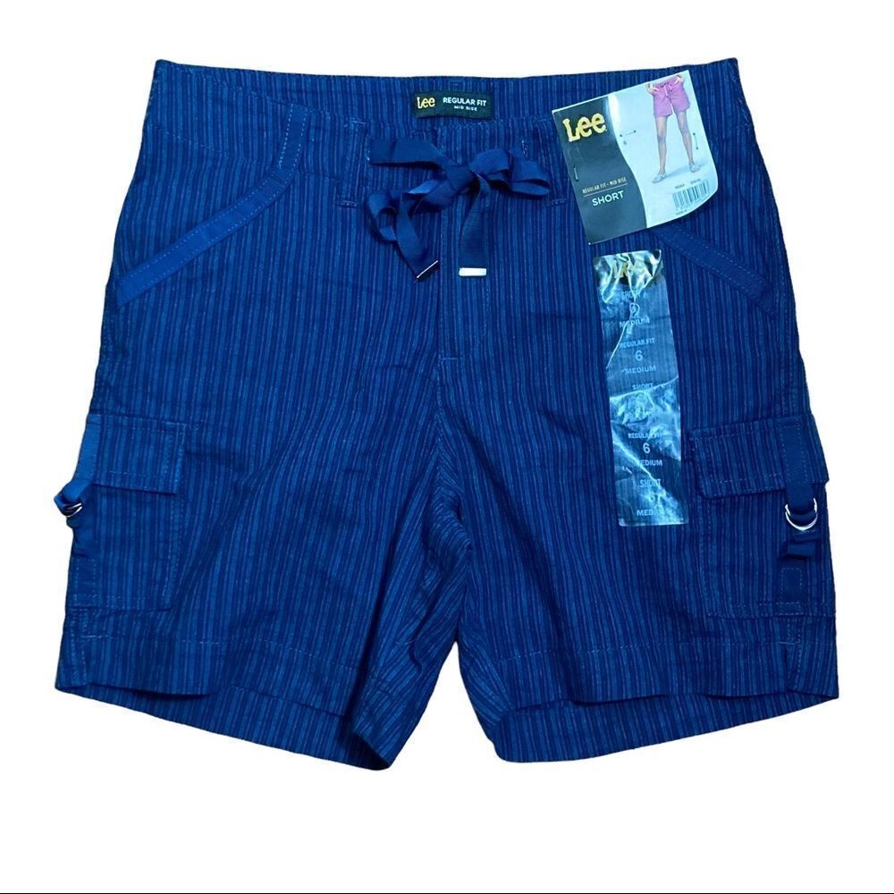 NWT Lee Regular Fit Mid-Rise‎ Navy Shirts, Size 6 Short